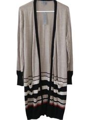A. striped long cardigan sweater long sleeves Size Large