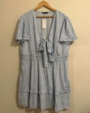 Simplee Plus Printed Knot Front Ruffle Hem Mini Dress Size 3XL NEW WITH TAGS