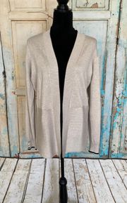 Love  Women Long Sleeve Open Front Cardigan Sweater Oatmeal Size Medium