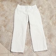 Ann Taylor Jacquard Straight Leg Capri Pants Mid Rise Solid White Size 2
