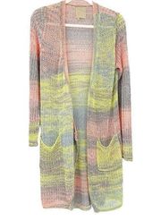 Chaser Womens Open Front Neon Space Dye Duster Cardigan Knit Sweater Size M