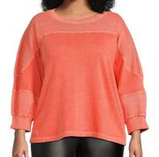 Westbound Plus Size Knit 3/4 Sleeve Crew Neck Pull-Over Ribbed Top