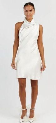 NEW DISSH AISLE WHITE SATIN BACKLESS MINI DRESS