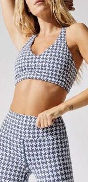 Carbon38 Navy Houndstooth Jaquard Sports Bra NWT