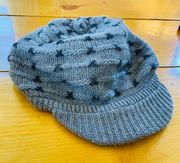 Lara Kazan Anthropologie Wool Knitted Short Brim Cap Beanie Hat Grey O/S