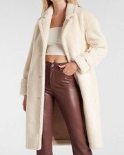 Faux Shearling Button Front Coat XL Express women’s coat sold out NWT $390 value