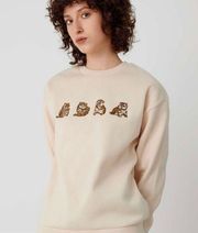 Cider Embroidered Tiger Crewneck Sweatshirt Size Large