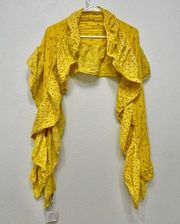 Anthropologie Miss Albright Yellow Summer Eyelet Scarf Shawl One Size NEW