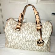 Michael Kors  cream and beige leather tote purse