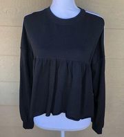 Musturd Seed Black Cropped Peplum Sweater