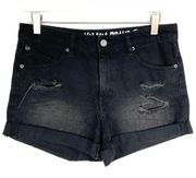Volcom Black True To This Stoned Distressed Midi Denim Jean Shorts 3 26