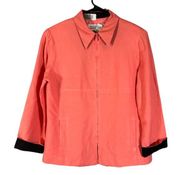 Jessica Howard Pink Full Zip Linen Blend Formal Business Jacket Women Sz 12