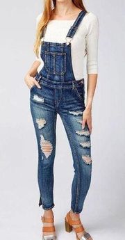 Dollhouse overall size 3 blue ripped denim Jeans Blizzard distressed Skinny Jean