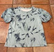 Candace Cameron Bure tie dye poof sleeve top