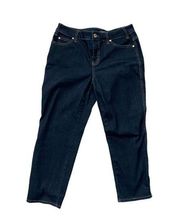 Chico’s The Platinum Women's Dark Wash Mid Rise Cropped Denim Blue Jeans Size 0P
