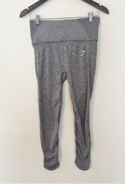 Gymshark  Vital Boost Leggings Smokey Grey Marl Size Medium High Rise Zip Pocket