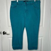 Liverpool Teal Green Crop Cuffed Jeans