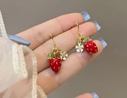 Red Strawberry Dangly Earrings