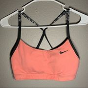 Nike  dri fit coral pink crossed back sport bra women’s size medium