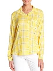 NWT Women's Yellow Patterned Button Down Shirt