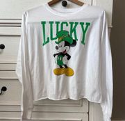 Disney  Mickey Mouse Lucky Long Sleeve Crop Top.  Size Medium. NWT