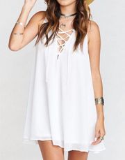 New NWT  White Gauzy SMYM KYLIE LACE UP Festival Sun DRESS XS