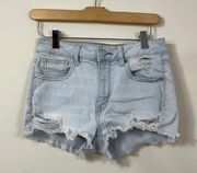 American Eagle  Hi-Rise Shortie Light Wash Jean Shorts Size 4