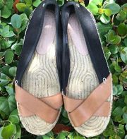 Tommy Bahama open toe black espadrille flats