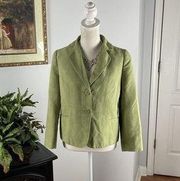 Studio Works Vintage Womens Green Single Breasted Faux Suede Blazer Jacket 4P