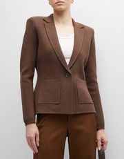 L’Agence Lacey Brown Knit Patch Pocket Blazer Jacket Size XL