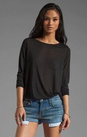 Vince Black Modal and Silk Mixed Media Long Sleeve Top Size XS