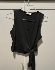 Black Tie Front Tank Top