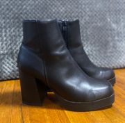 Black Leather Heeled Boots