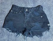 KSUBI 24” Black Distressed‎ Shorts With White Crosses On Back ( 24 )