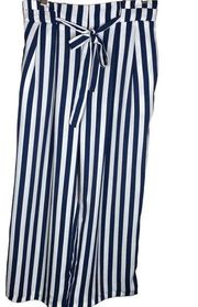 Cropped Pants with Pockets Basic Collection Blue White Striped Womens Small