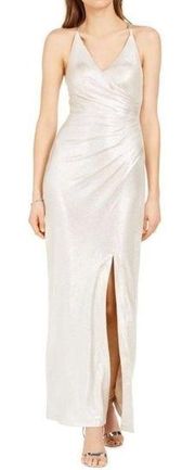 Eliza J Ruched Metallic Gown Sheath Maxi Dress