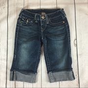 True Religion Capri Denim shorts Size 25