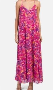 NEW Nicole Miller NY Hot Pink Floral Print Sleeveless Maxi Shift Dress Size XL