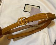 Gucci Suede Belt With Torchon Double G Buckle