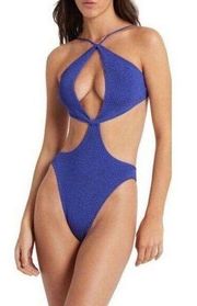 bond-eye Naira Cutout One-Piece Swimsuit in Lapis Shimmer New One Size Swimwear