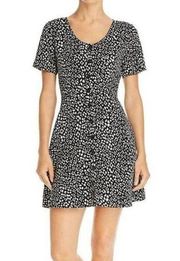 Sadie & Sage Women's Animal Print Button Down Mini Shirt Dress Size Small