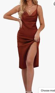 Satin Cowl Neck Slip Dress