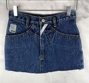 Vintage Jordache Cutoff Denim Jean Micro Mini Skirt Blue Retro 90s Y2K S 26