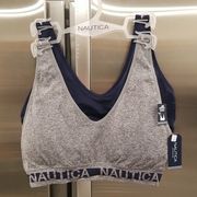 💕NAUTICA💕 Logo Bralettes (2 Pack) ~ Navy Blue & Gray Large L NWT