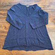 Women’s  Navy 3/4 Sleeve V Neck Top Tee Shirt Medium