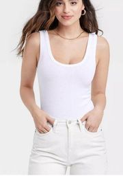 A New Day Double Scoop Ribbed Tank Bodysuit White Women’s XL New