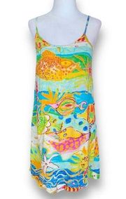 Vintage Jams World Slip Dress Creatures Of The Sea Multicolored Sleeveless