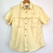 L. L. BEAN Tropicwear Shirt Solid Yellow Button Down Short Sleeve Vented Small S