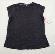 Social Standard By Sanctuary Womens Size XS Scoop Neck Black Short Sleeve Shirt