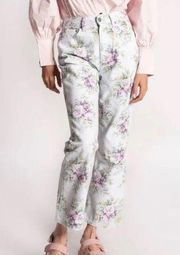 NWT Ganni Betzy Floral print cropped denim jeans sz 26